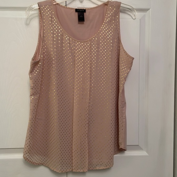 NWOT Ann Taylor Sleeveless Dressy Top or Tank with Gold Tone Polka Dots Medium - Picture 10 of 12